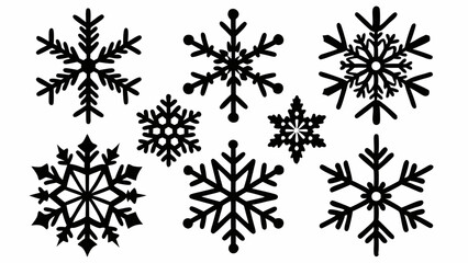 Snowflake vector elements set, snowflake silhouettes