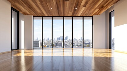 Obraz premium Modern Empty Room With City View