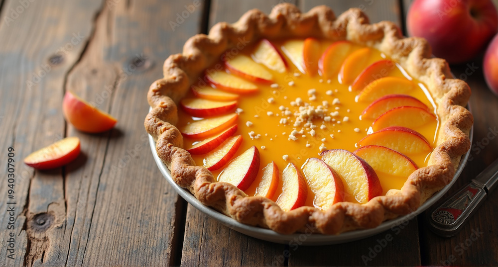 Wall mural apple pie on a wooden table