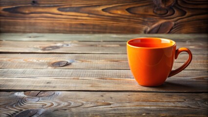 Orange cup sitting on a rustic wooden table , orange, cup, wooden, table, rustic, citrus, bright, decor, interior, home