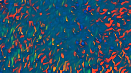 Vibrant abstract red blue green defocused chaotic curve spots strokes patterns art illustration background.