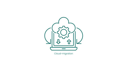 Cloud Migration Process Technology Vector Icon