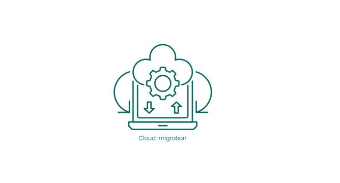Cloud Migration Process Technology Vector Icon