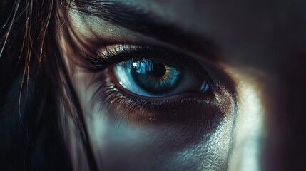 The Intricate Depth of a Single Blue Eye, Close-up, Macro Photography, Eye Detail, Iris, Pupil, Eyelash