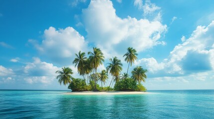 Tropical Island Paradise Palm Trees, Blue Sky and White Sand, Tropical Island, Palm Trees, Beach Vacation, Paradise