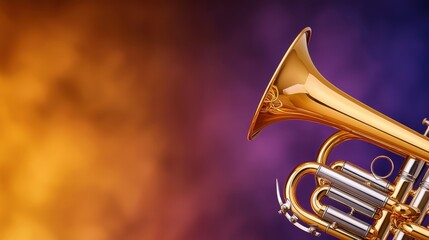 Close up of a trumpet with abstract sound waves