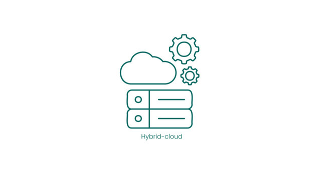 Hybrid Cloud Computing Infrastructure Vector Icon