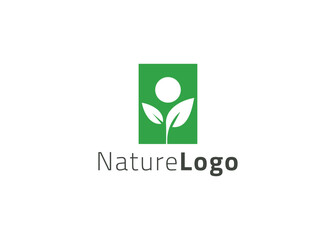 Green abstract leaf logo design template