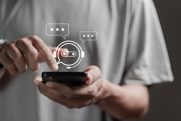 AI tech chatbot concept. Digital chatbot, Artificial intelligence technology automatically responds to online messages to help customers instantly.