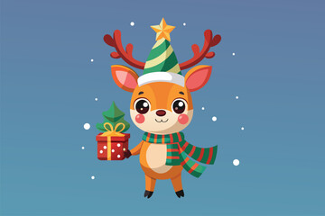 Best  cute deer is celebrating Christmas day  Art Illustrations vector 30.eps