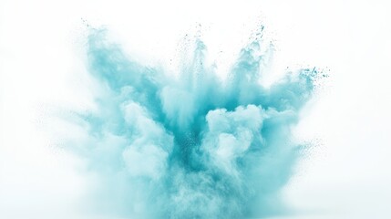 A blue explosion of smoke and dust is in the air