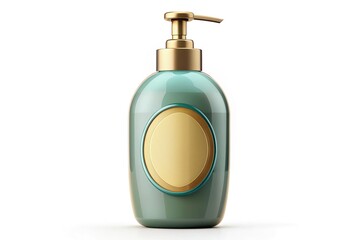 Obraz premium A stylized illustration of a shampoo bottle with a rounded shape, label, and cap, symbolizing cleanliness, hair care, and personal hygiene in a modern design.