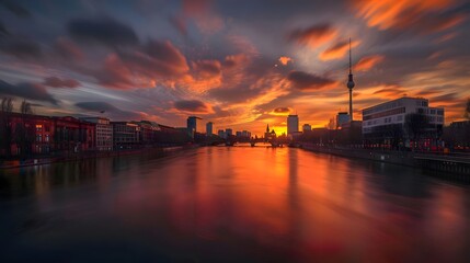 Naklejka premium Berlin Skyline at Sunset