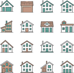 Design a vector set of various house icons illustration 