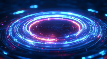 Obraz premium Abstract Blue and Red Neon Circle Background