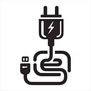 black power plug and usb cable clip art preview