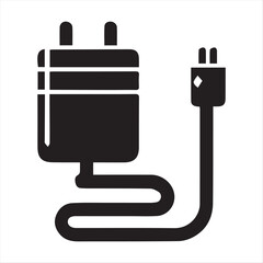 Obraz premium Mobile phone charger. Icon vector silhouette on a white background