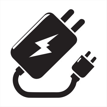 recommend clip art: Mobile phone charger. Icon vector silhouette on a white background