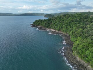 Aerial View of Playa Panama, Bahia Culebra and Peninsula Papagayo in Guanacaste, Costa Rica
