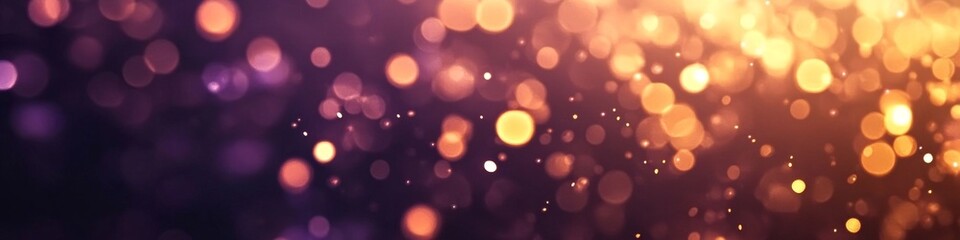 Obraz premium Enchanting Golden Fireworks and Purple Bokeh: Romantic Abstract Background for Valentine's Day, New Year's Eve, and Festive Celebrations. Elegant Minimalist Design with Copy Space for Holiday Marketin