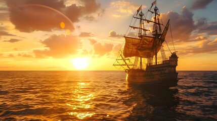 Sunset Sailboat on the Ocean