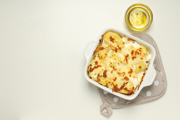 Concept of tasty and delicious homemade food - potato casserole