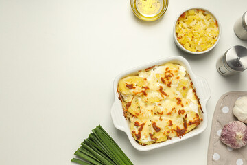 Concept of tasty and delicious homemade food - potato casserole