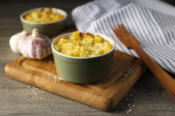 Concept of tasty and delicious homemade food - potato casserole