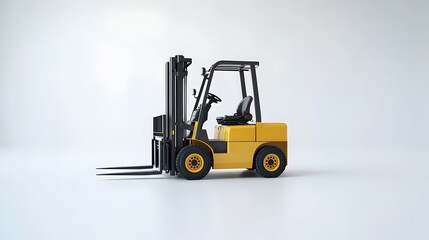 A forklift centered on a clean white background, with no distractions, showcasing the vehicle's design and functionality