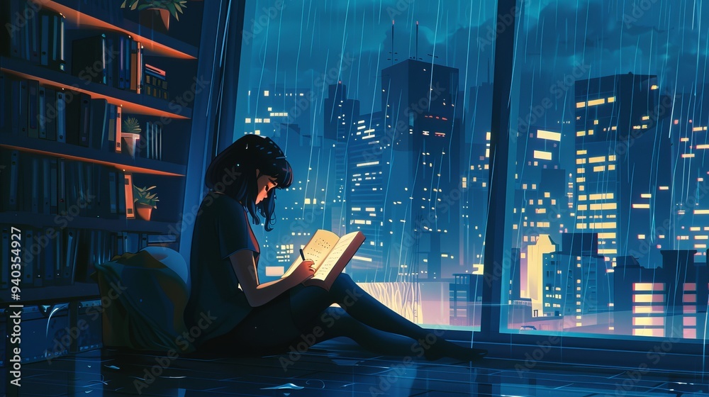Poster focused female programmer working on code at a modern computer desk in a tech-savvy environment, eng