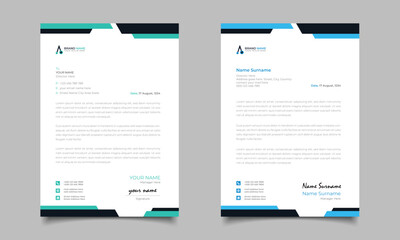 Green And Blue Modern Business Letterhead Simple Clean Template Design