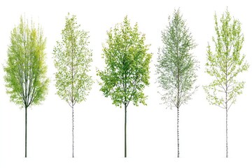 Fototapeta premium Collection of various tree designs illustrating seasonal changes