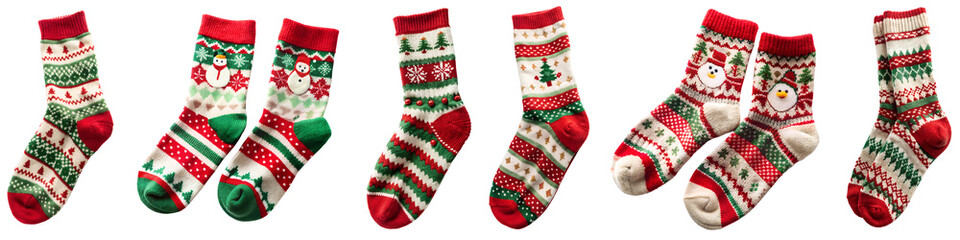 Christmas socks isolated on transparent background PNG file