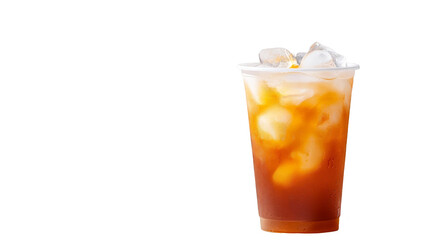 Iced Tea in Plastic Cup with Ice Cubes
