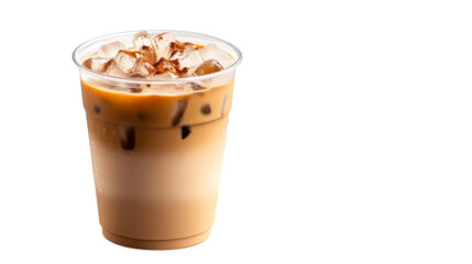 Iced Coffee with Cinnamon and Ice Cubes in Plastic Cup
