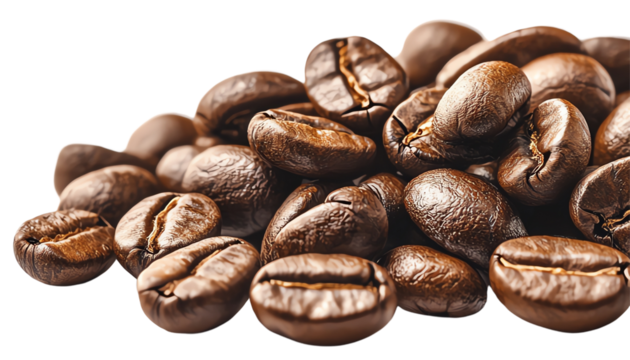 Close-up of roasted coffee beans, showcasing their rich color and texture, perfect for coffee-related themes and designs.