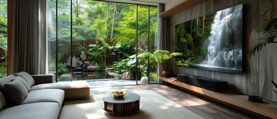 Fototapeta premium Futuristic Smart Home Technology: Stunning Display Screens with High