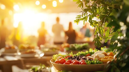 A church gathering for a healthy potluck after service, diverse dishes, bright and welcoming atmosphere, photorealistic, focus on community and faith-based health