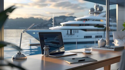 Luxury Yacht View from Desk