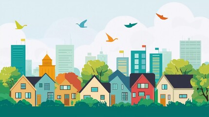 a vector of smart village for background which is very beautiful