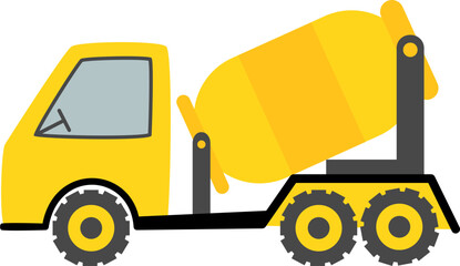 Mixer truck construction vehicle vector illustration