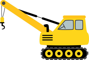 Crawler crane construction vehicle vector illustration