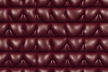 Fototapeta premium A seamless pattern of quilted leather in rich burgundy with a soft plush texture, AI Generated