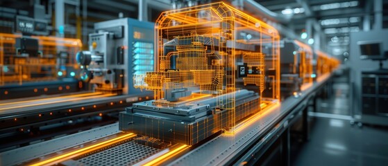Fototapeta premium Advanced Digital Twin Simulation of Manufacturing Process Technology.