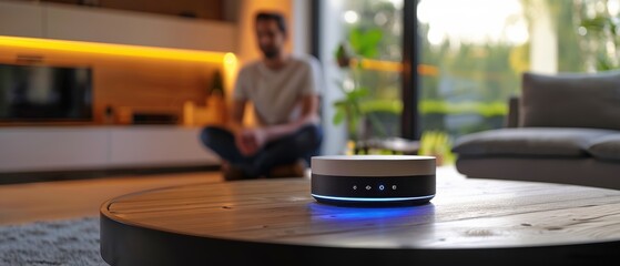 Futuristic Smart Home Control Hub with Digital Display and Buttons - Technology Concept for Home Automation