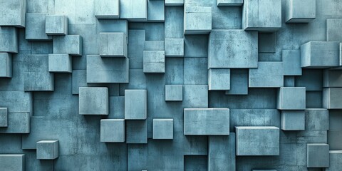 Abstract Concrete Cube Wall