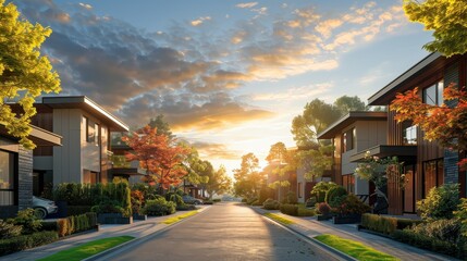 Suburban Street at Golden Hour