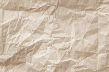 Old paper vintage texture surface for background. Recycle pale brown paper crumpled texture, Cream color recycled kraft paper texture blank with copy space for text.