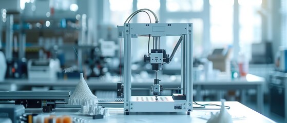 Precision in : Detailed Printer Components for High-Tech Digital Manufacturing on White Background with Text Space