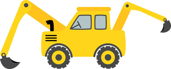 Backhoe loader construction vehicle vector illustration